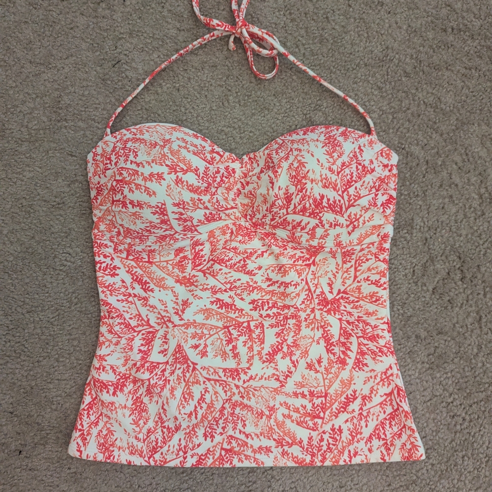 Old Navy Coral Print Halter Swim Top